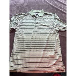 FootJoy FJ Brasstown Valley Polo Shirt‎ Green Black Striped Mens Large